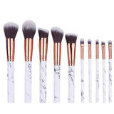 10pcs Marble Multifunctional Makeup Brush Set With a Cylinder